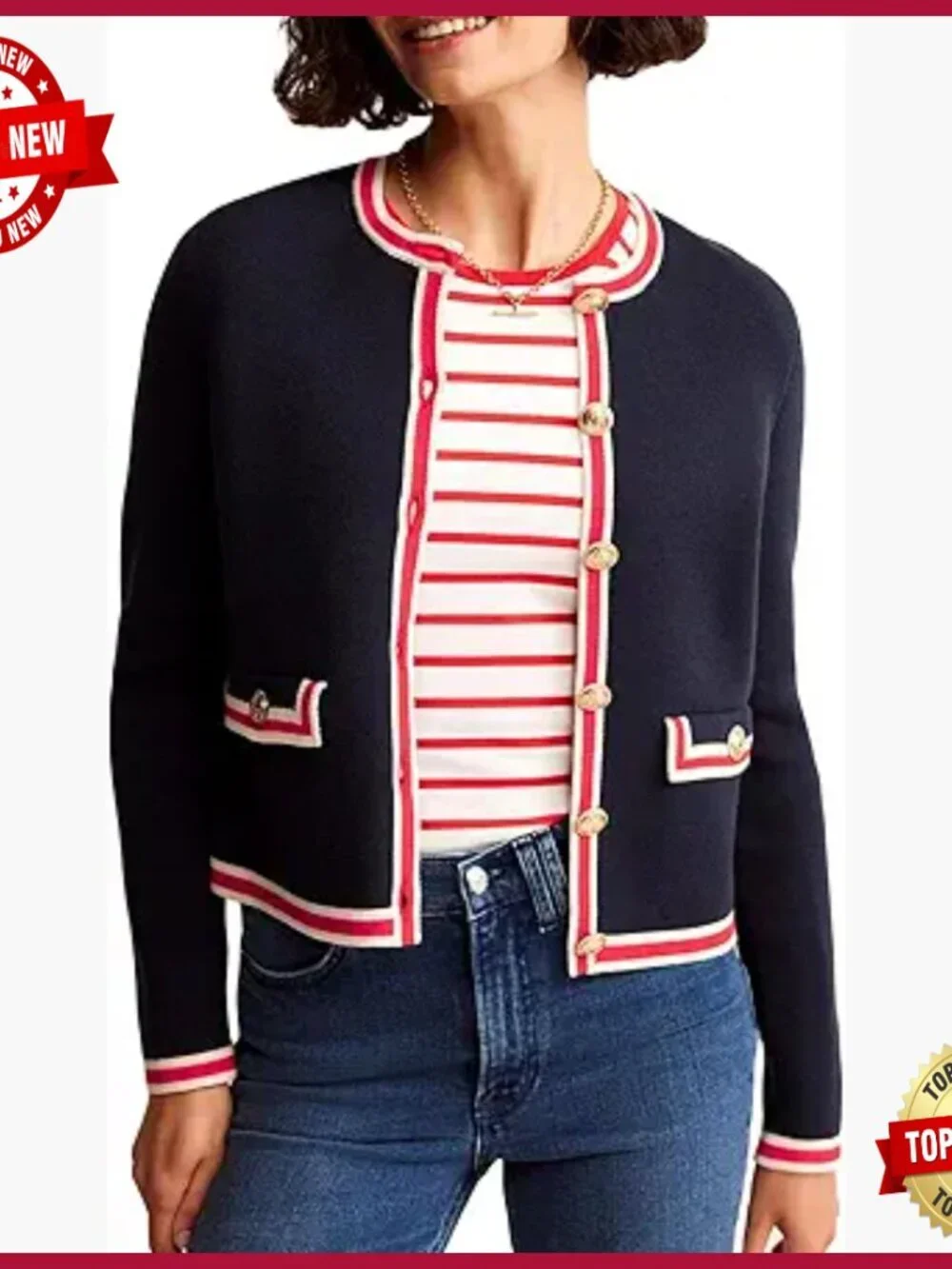 Open Front Color Block Knit Cardigan Sweater Jacket Cropped